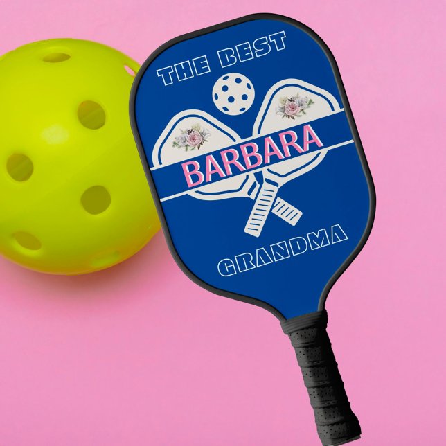 Raquette De Pickleball Floral élégant Le meilleur grand-mère prénom (Créateur téléchargé)