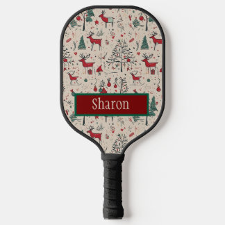 Raquette De Pickleball Folk Art Primitive Christmas Pickleball Paddle