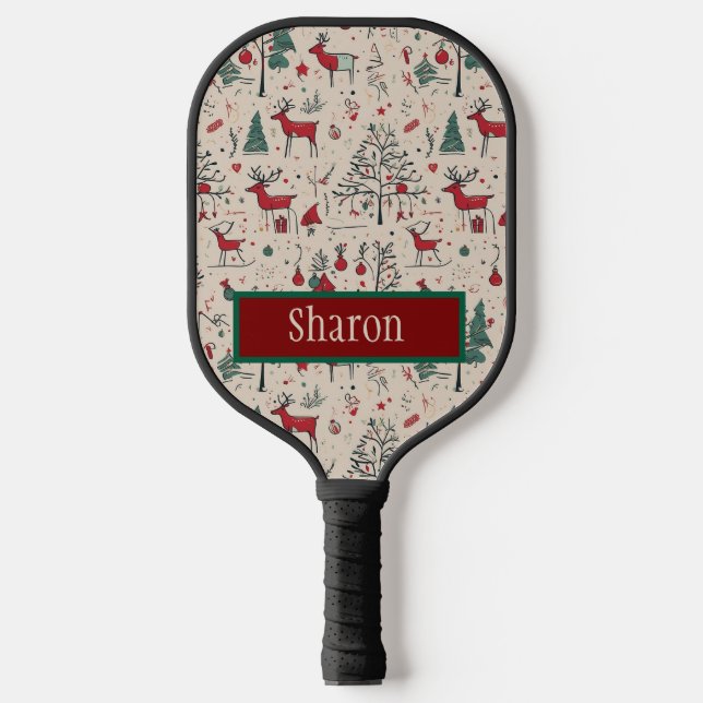 Raquette De Pickleball Folk Art Primitive Christmas Pickleball Paddle (Recto)