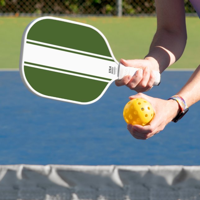 Raquette De Pickleball Forêt Vert mince Blanc Verticale Stripes de course (Insitu)