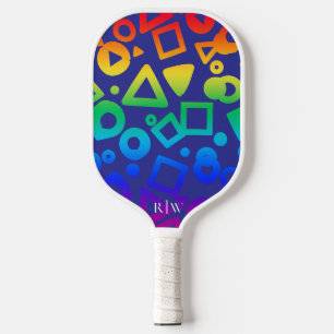 Raquette De Pickleball Formes géométriques Abstrait Art violet Arrière -