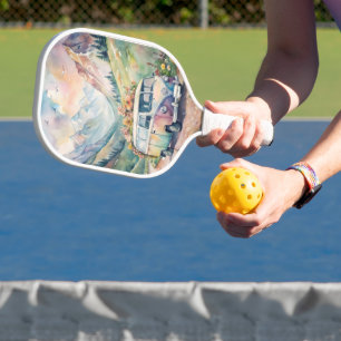 Raquette De Pickleball Fourgon aquarelle avec plaque de licence personnal
