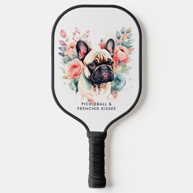 Raquette De Pickleball Français Bulldog Flowers Pickleball Frenchie Kisse (Recto)