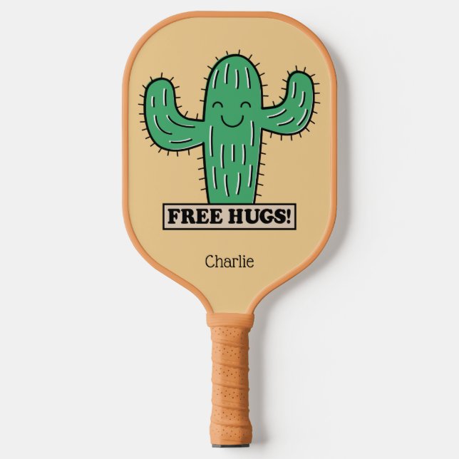 Raquette De Pickleball Free Cactus Hugs nom personnalisé (Recto)