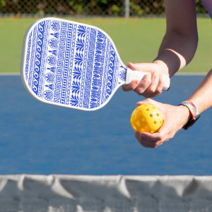 Raquette De Pickleball Fret grec, Motif méditerranéen, Bleu