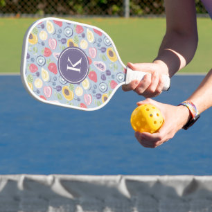 Raquette De Pickleball Fruits colorés Monogramme Motif de printemps
