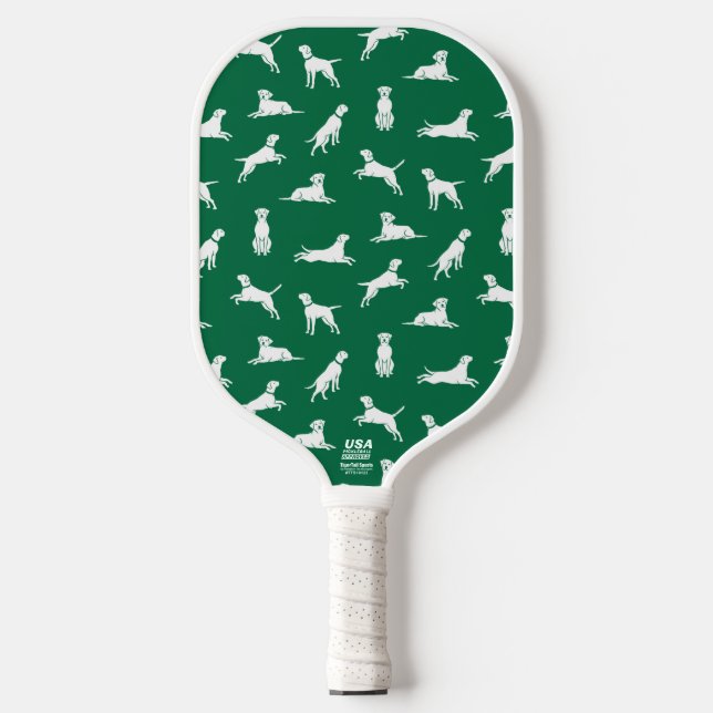 Raquette De Pickleball Fun Labrador Retriever Lab Dog Custom Text Green (Recto)