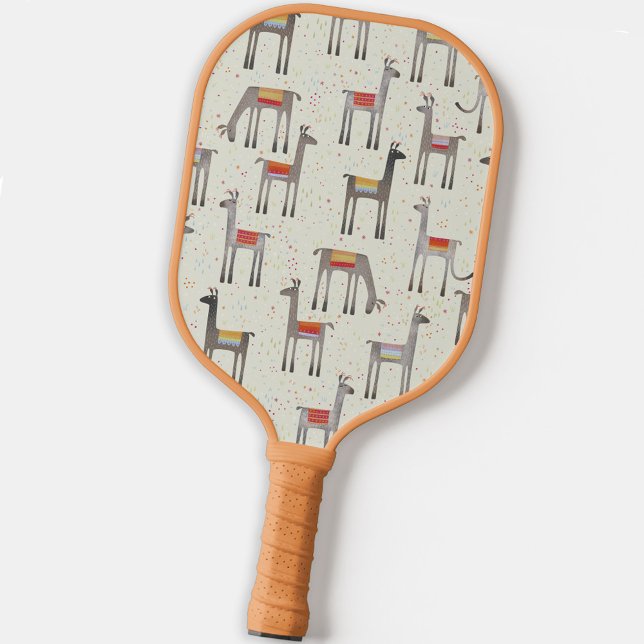 Raquette De Pickleball Fun Llama Alpaca (Fun llama alpaca pattern pickleball paddle with original art by Nic Squirrell. )