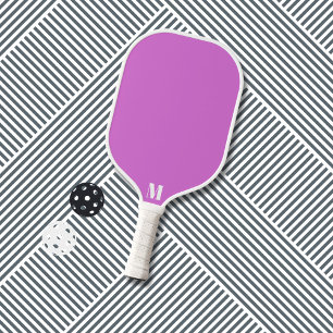 Raquette De Pickleball Funk orchidée pourpre et blanc Monogramme moderne