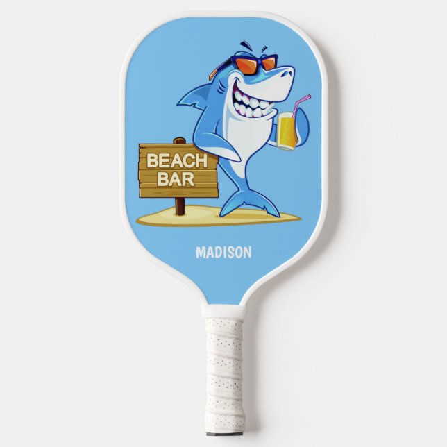 Raquette De Pickleball Funny Shark nom personnalisé (Recto)