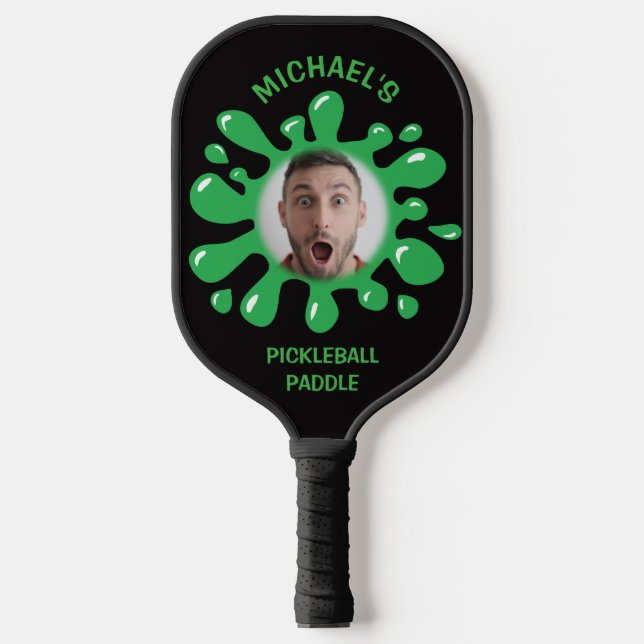 Raquette De Pickleball Funny Splatish Squish Green Goo Nom personnalisé P (Recto)