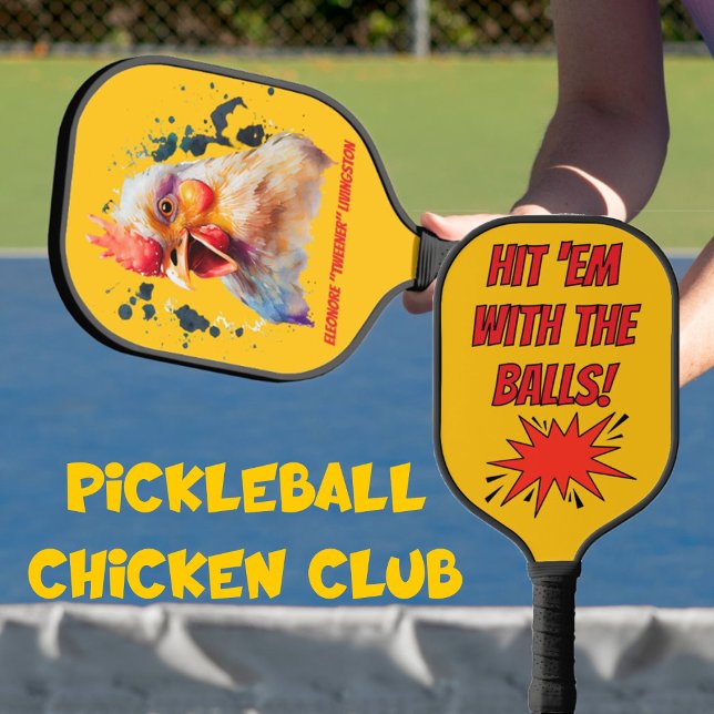Raquette De Pickleball Funny Watercolor Chicken Personalized (Créateur téléchargé)