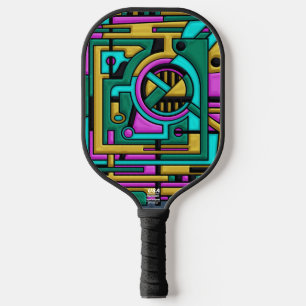 Raquette De Pickleball Fusion géométrique Art déco Cyberpunk
