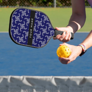 Raquette De Pickleball Garland de Noël, Bleu, Votre nom, Personnaliser
