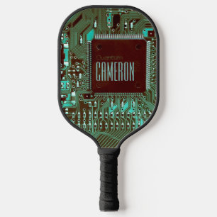 Raquette De Pickleball Geek de micropuce Turquoise moderne imprimé person