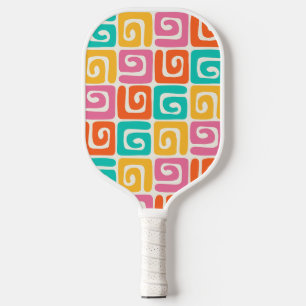 Raquette De Pickleball Géométries Rétro Colorées et Boucles Vintage Audac