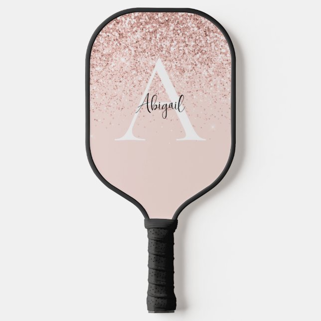 Raquette De Pickleball Glam Pink Parties scintillant Nom personnalisé et  (Recto)