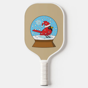 Raquette De Pickleball Globe des neiges avec cardinal rouge mignon