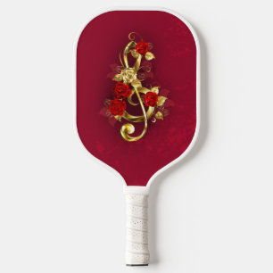 Raquette De Pickleball Golden Treble Clef avec fleurs Roses