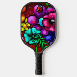 Raquette De Pickleball Graffiti Style Fleurs & Ladybug rose violet rouge