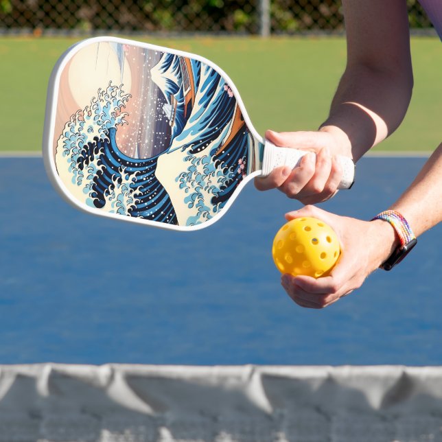 Raquette De Pickleball Grande vague inspirée rose sakura esthétique (Insitu)