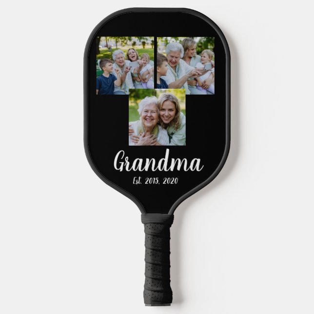 Raquette De Pickleball Grandma Established Modern Script Black 3 Photo (Recto)