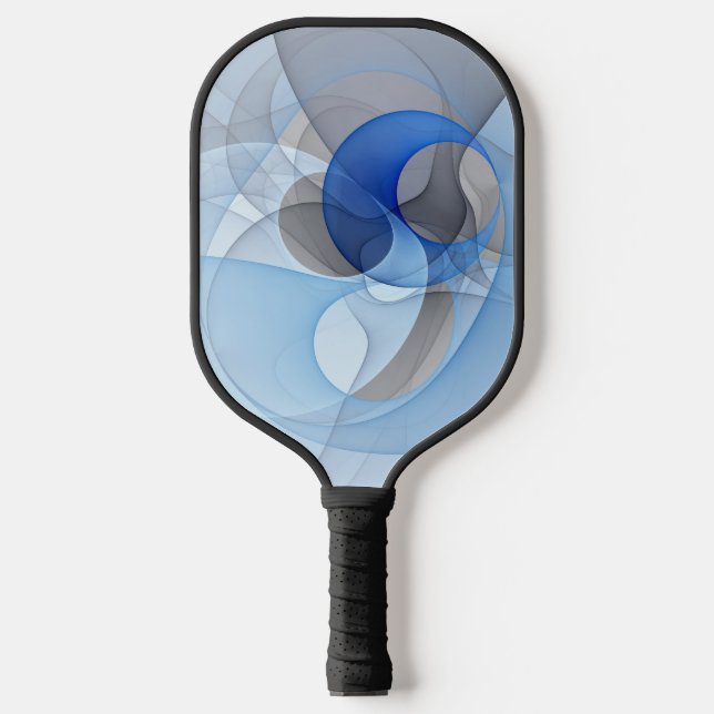 Raquette De Pickleball Graphique d'art fractal gris bleu Abstrait moderne (Recto)