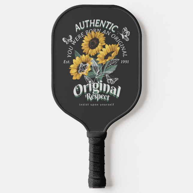 Raquette De Pickleball Graphique des tournesols et papillons (Recto)
