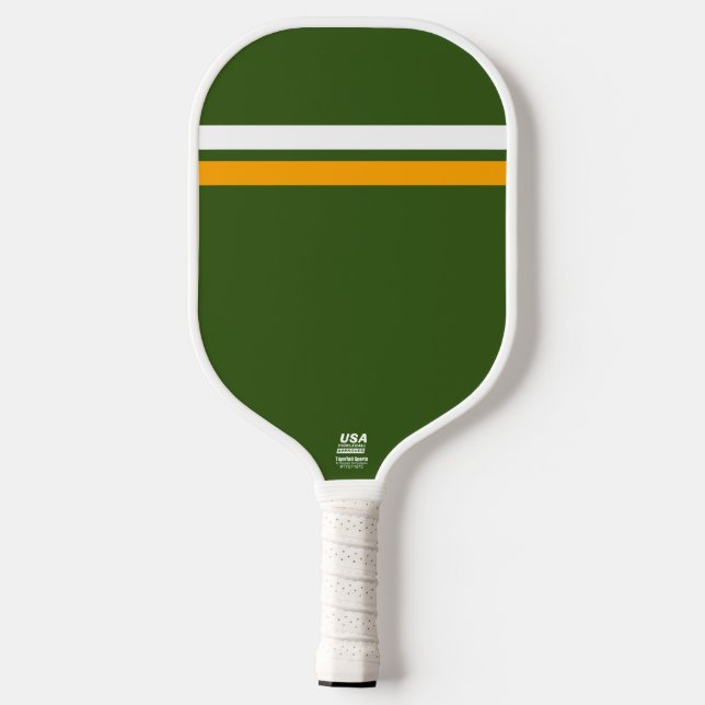 Raquette De Pickleball Gras Retro Vert foncé Blanc Jaune Bande De Course (Verso)