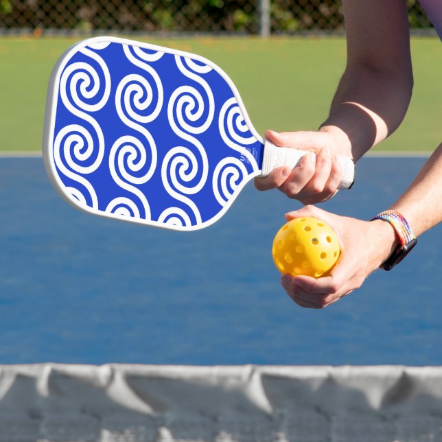 Raquette De Pickleball Grec Meander Key Waves Motif Bleu (Insitu)