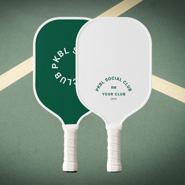 Raquette De Pickleball Green PKBL Social Club Monogram Crest (Créateur téléchargé)