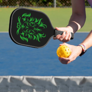 Raquette De Pickleball Green Safari Lion Head Tribal Art