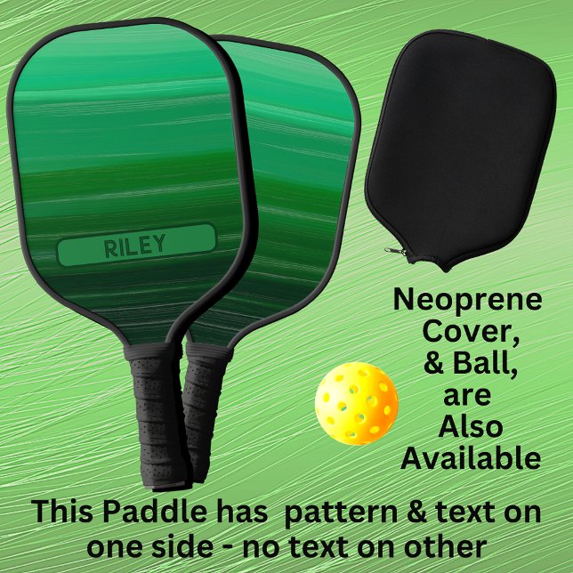 Raquette De Pickleball Green Stried Ajouter un nom Monogram Team (Créateur téléchargé)