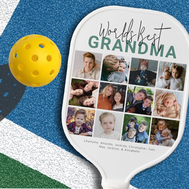 Raquette De Pickleball Green Worlds Best Grand-mère | Collage de photos (Créateur téléchargé)