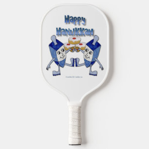 Raquette De Pickleball Hanoukka Dancing Dreidels et Jelly Doughnut