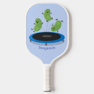 Raquette De Pickleball Haricots verts mignons sur dessin animé trampoline