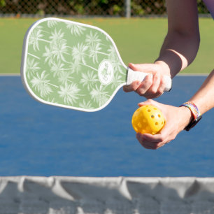 Raquette De Pickleball Hawaiian Palm Tree Silhouette Motif Green ID1093