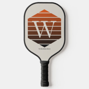 Raquette De Pickleball hexagone dégradé de coucher de soleil Monogramme