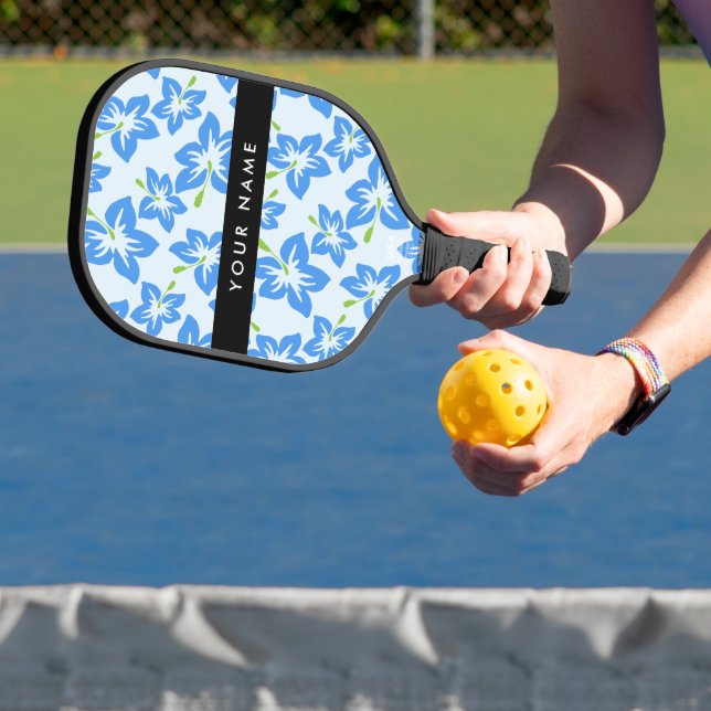 Raquette De Pickleball Hibiscus Bleu, Fleurs Bleues, Votre Nom (Insitu)