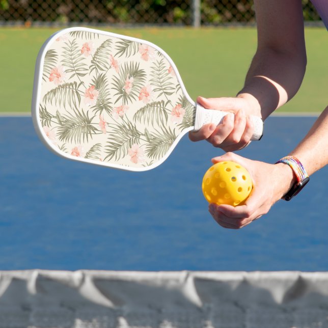 Raquette De Pickleball Hisbiscus Tropical Palm Tree Motif (Insitu)