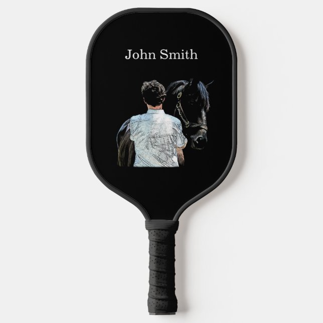 Raquette De Pickleball Homme tenant Cheval Pickleball foncé Paddle (Recto)
