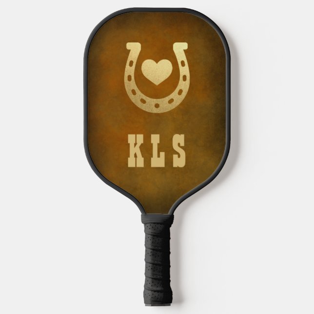 Raquette De Pickleball Horseshoe à thème occidental Monogramme Brown et o (Recto)