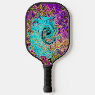 Raquette De Pickleball Icy Aqua Blue Super Abstrait Retro Liquid Swirl