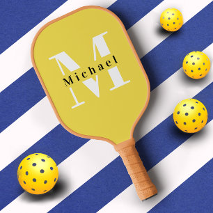 Raquette De Pickleball Illuminer Monogramme Jaune Moderne Simple Cute