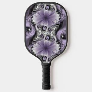 Raquette De Pickleball Illusion de lilas Art floral abstrait fractal Fant