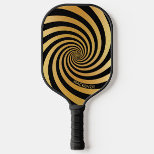 Raquette De Pickleball Illusion Optique Gold Spiral Personnalisé Nom de c