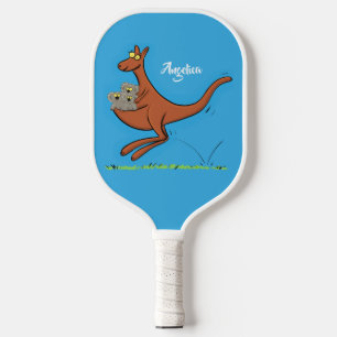 Raquette De Pickleball Illustration de dessin animé Cute kangaroo et koal