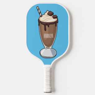 Raquette De Pickleball Illustration de dessin animé de milkshake au choco