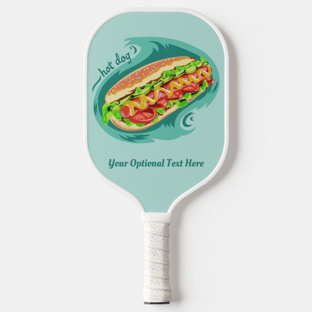 Raquette De Pickleball Illustration de Hot Dog de texte personnalisé (Recto)
