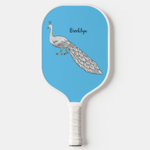 Raquette De Pickleball Illustration d'oiseau de paon blanc